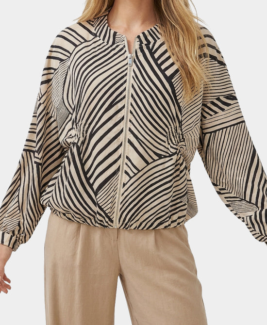 
Printed Satin Top in BEIGE/BLACK view 1