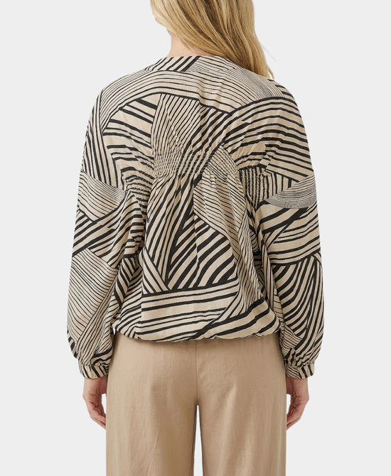 
Printed Satin Top in BEIGE/BLACK view 2
