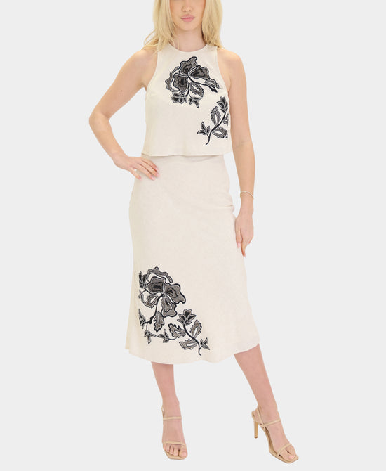 Embroidered Top and Midi Skirt Set- 2 Pc Set view 1