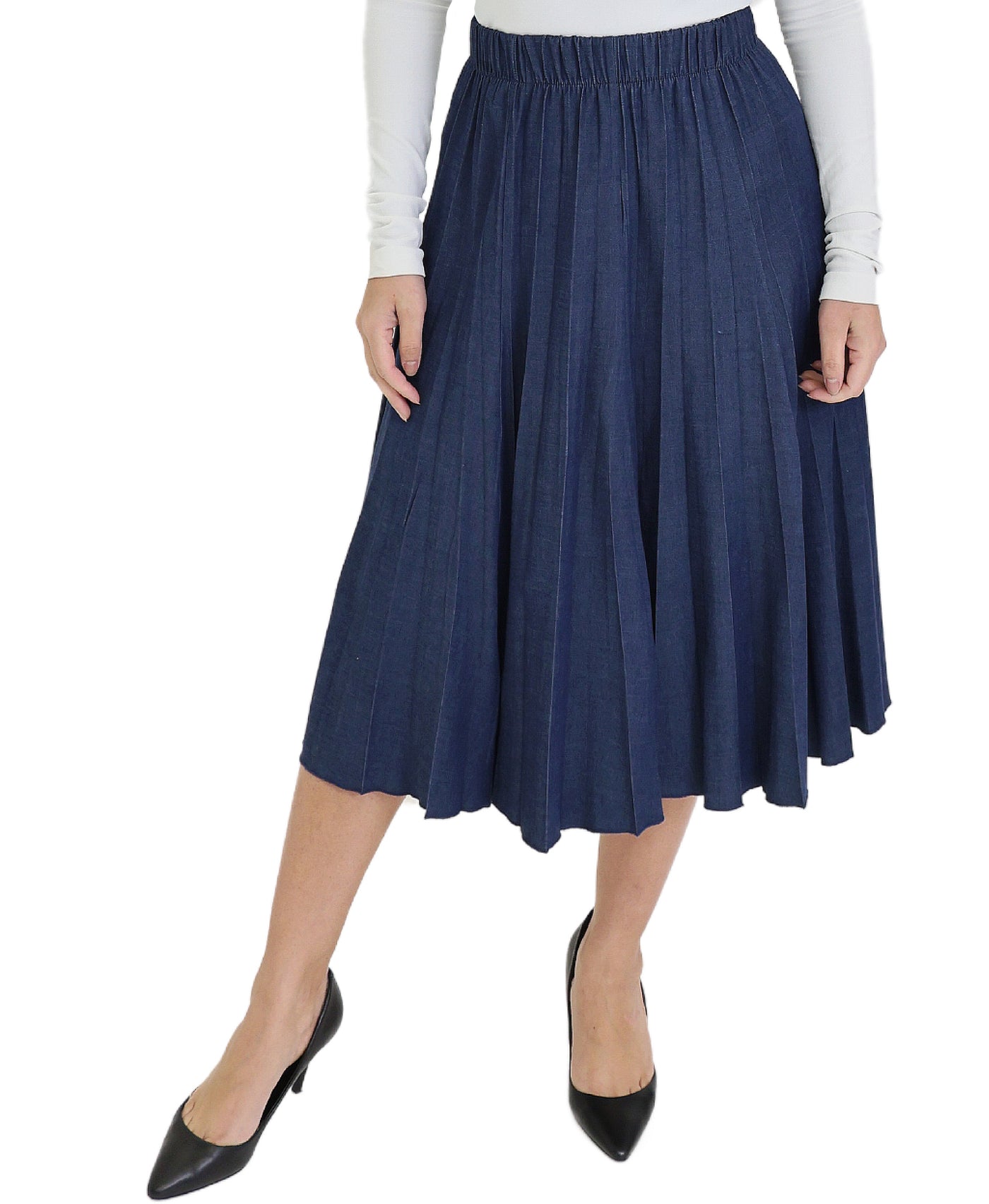 Pleated Denim Skirt image 1