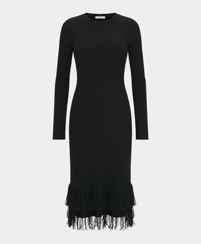 Knit Midi Dress w/ Fringe image 2