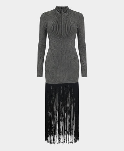 Metallic Midi Dress w/ Fringe image 2