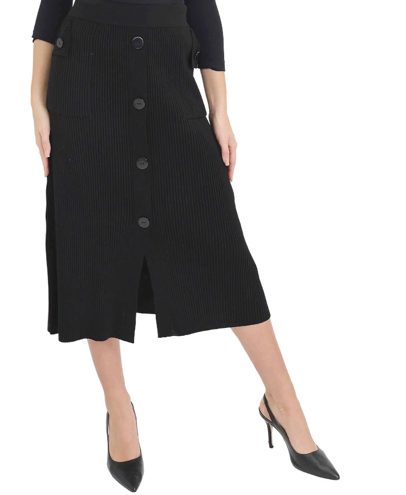 Ribbed Knit Midi Skirt view 1