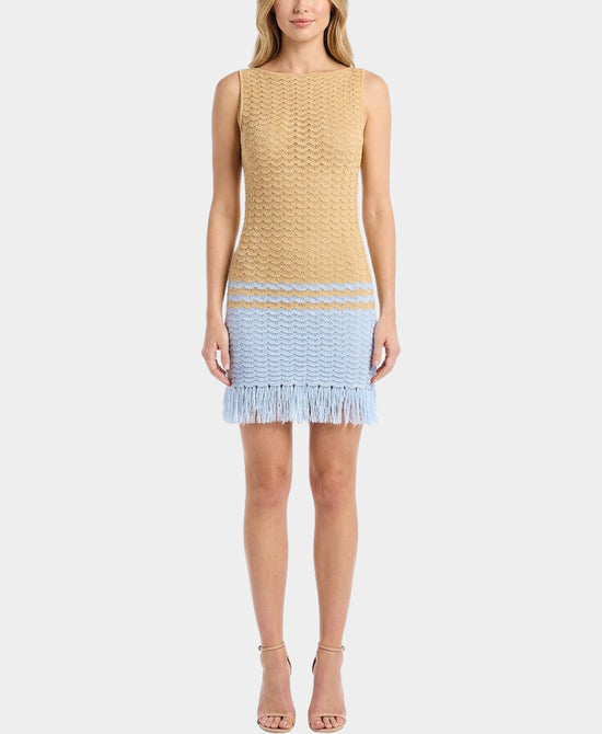 Two Tone Knit Dress w/ Fringe view 1