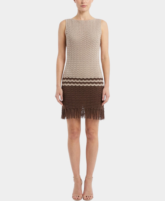 Two Tone Knit Dress w/ Fringe view 1