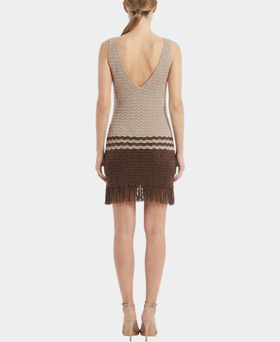Two Tone Knit Dress w/ Fringe view 2