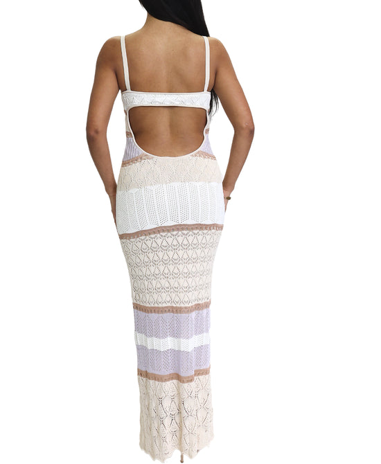 Crochet Colorblock Maxi Dress view 2