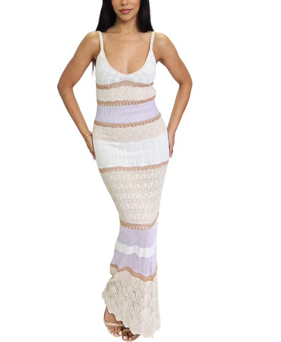 Crochet Colorblock Maxi Dress view 1