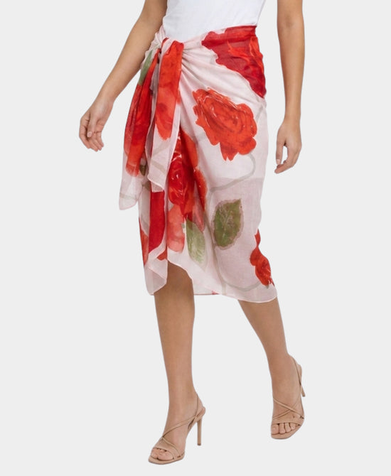 
Rose Print Sarong in RED MULTI view 1