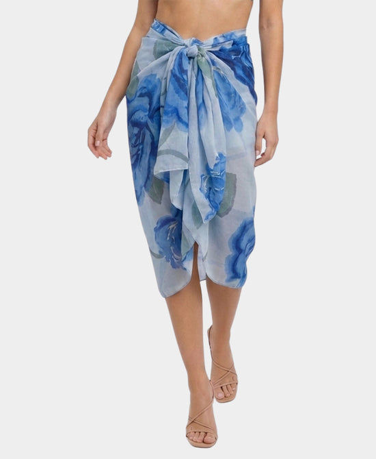 
Rose Print Sarong in BLUE view 1