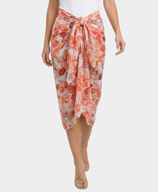 
Butterfly Print Sarong in RED MULTI view 1
