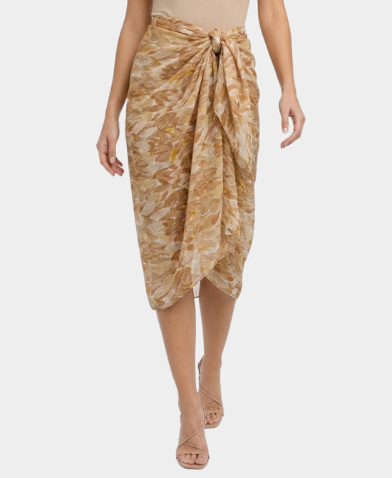 
Leaf Print Sarong in BEIGE MULTI view 1