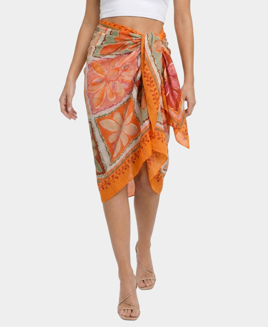 
Printed Sarong in ORANGE MULTI view 1