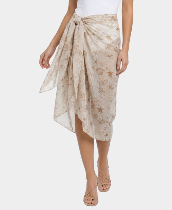 
Starfish Print Sarong in BEIGE view 1