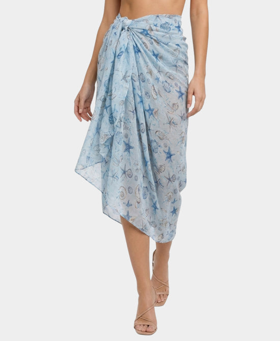 
Starfish Print Sarong in BLUE view 1
