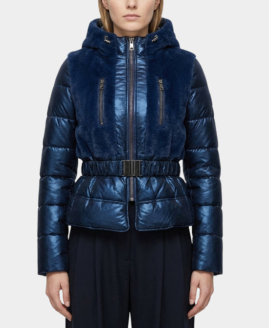 Shearling & Puffer Jacket w/ Hood view 