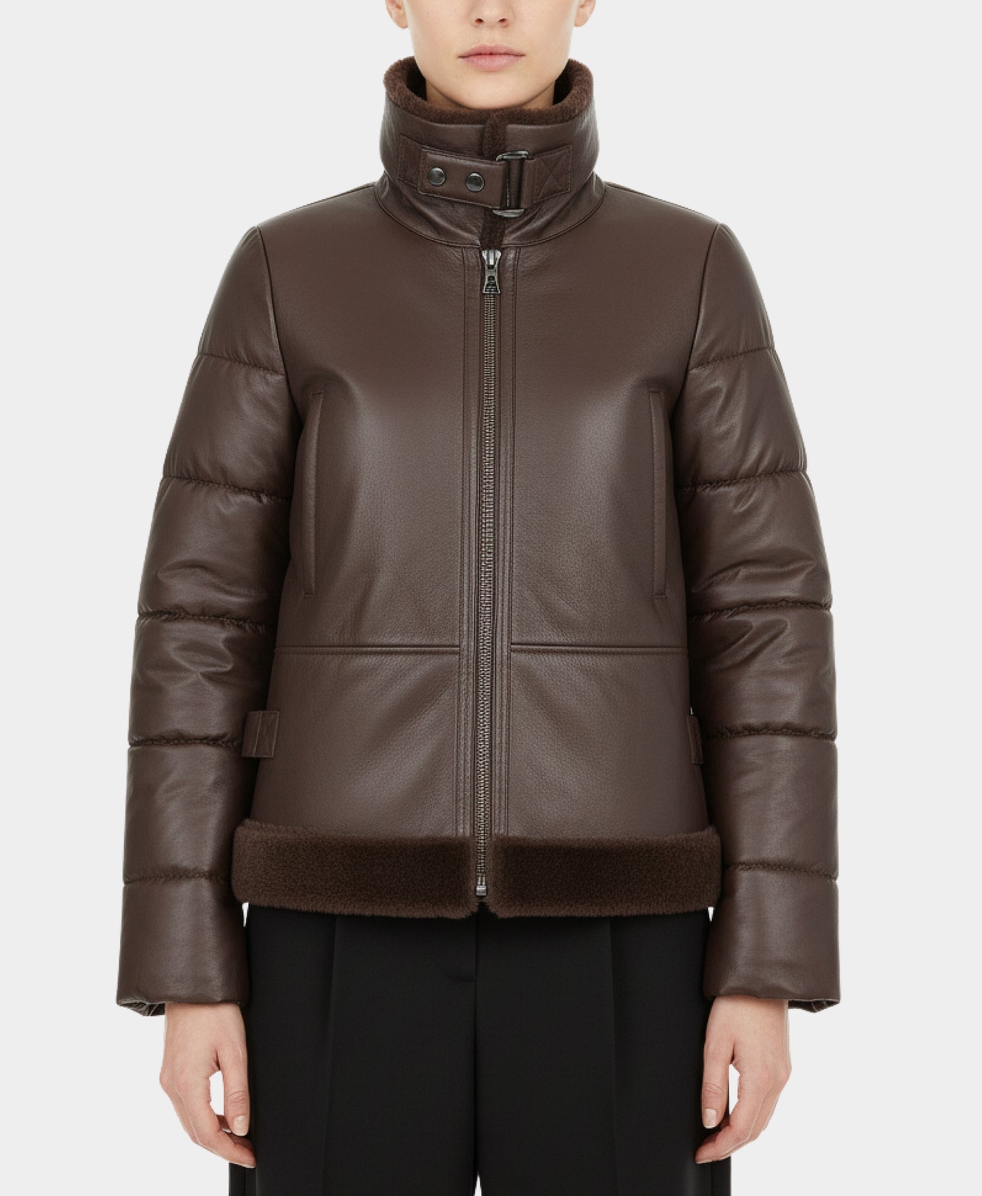 Shearling & Puffer Moto Jacket view 1