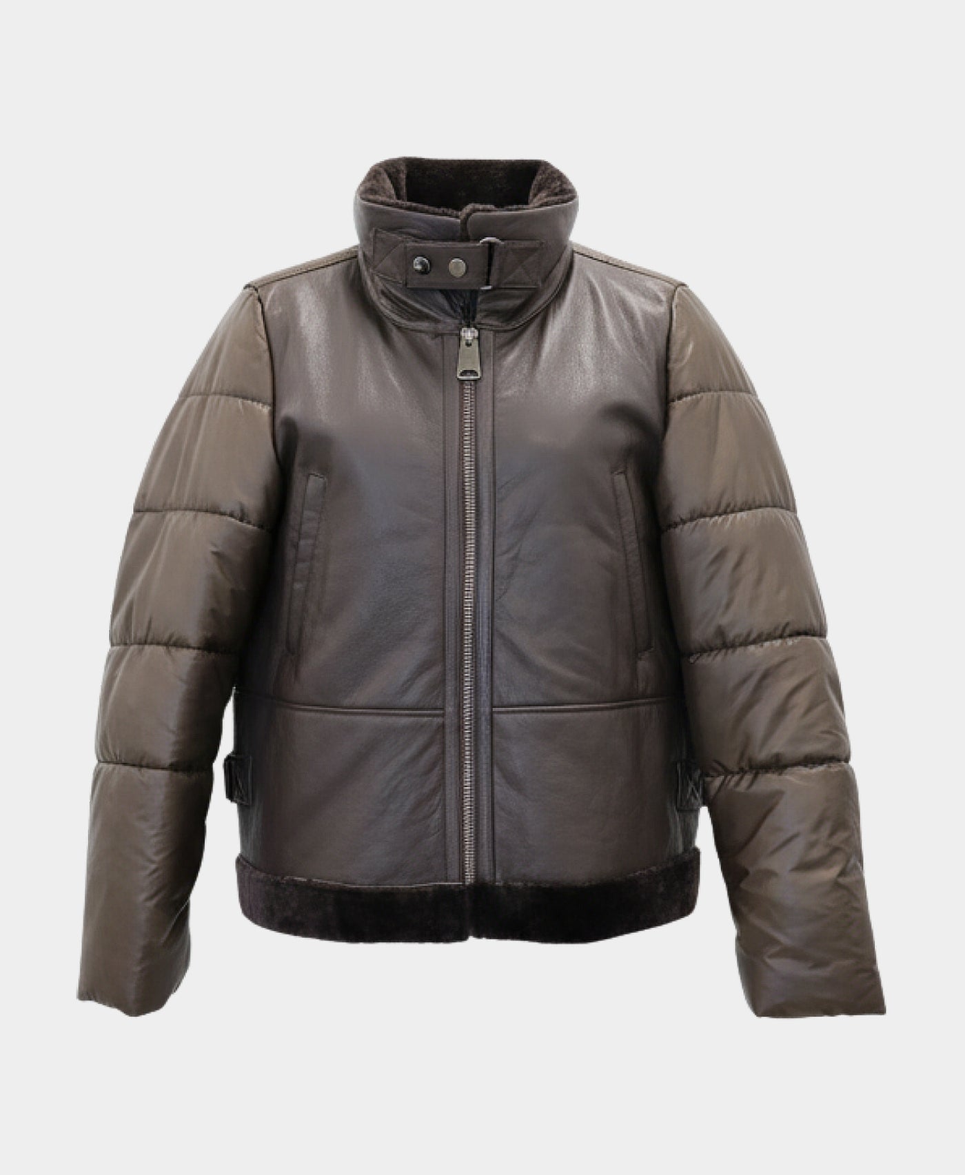 Shearling & Puffer Moto Jacket view 3