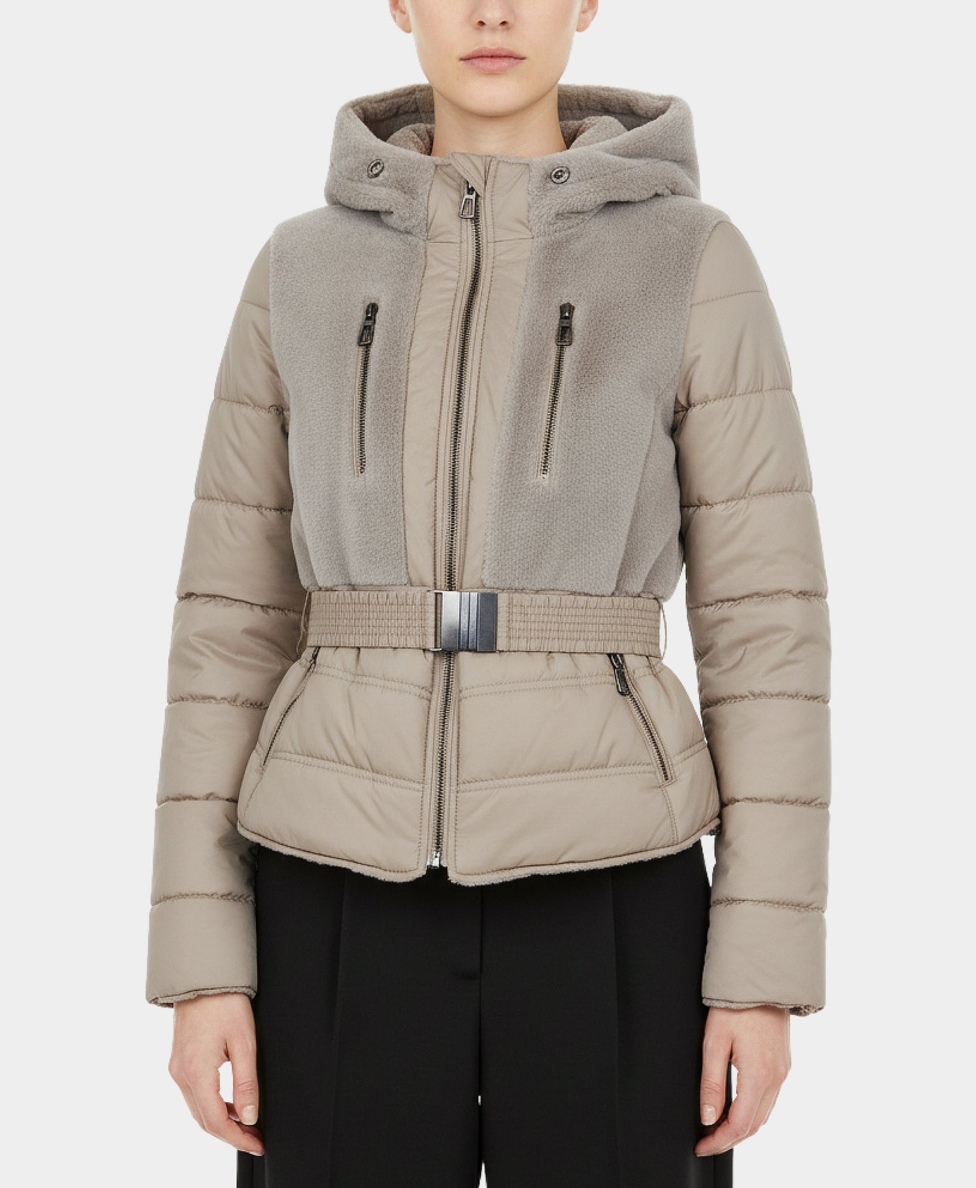 Shearling & Puffer Jacket w/ Hood view 1
