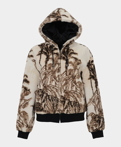 Printed Shearling Jacket w/ Hood image 2