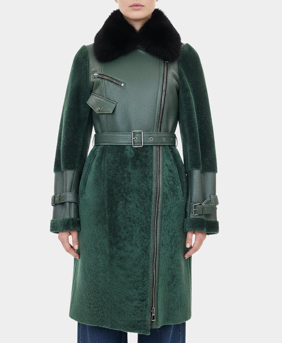 Shearling Coat w/ Fox Fur Collar view 