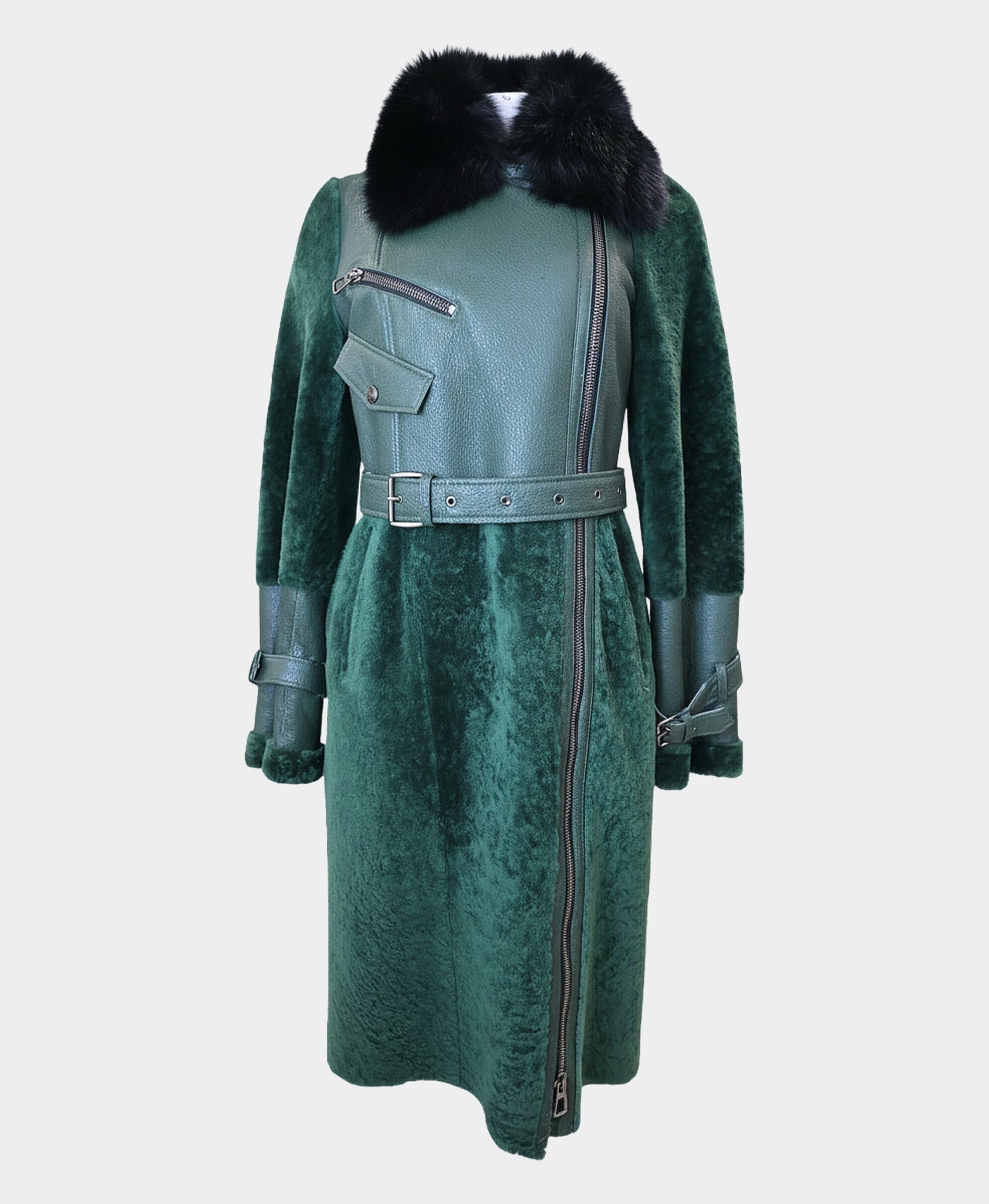 Shearling Coat w/ Fox Fur Collar view 2