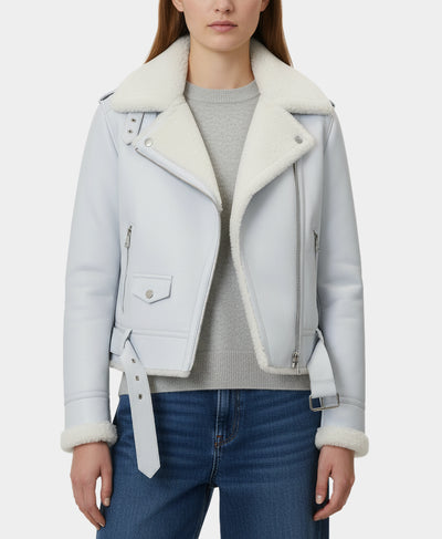 Shearling Moto Jacket w/ Fox Fur Trim image 1