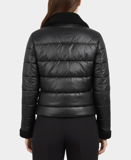 Shearling & Puffer Moto Jacket view 
