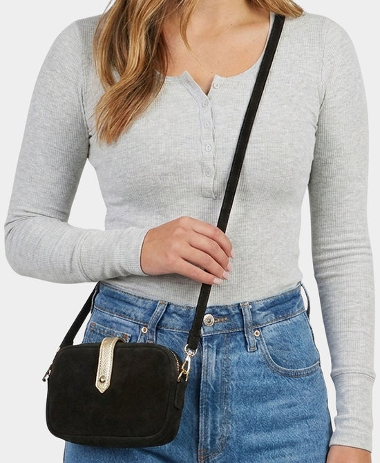 
Suede Small Crossbody Bag in NOIR view 2