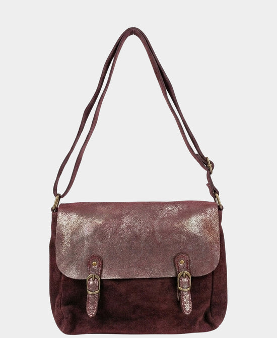 
Suede Messenger Bag in BURGUNDY view 1