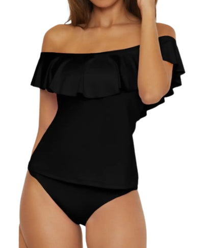 Off The Shoulder Ruffle Tankini- 2 Pc Set image 1