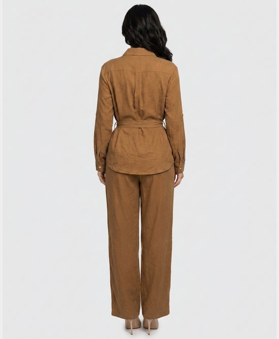 
Safari Shirt Jacket & Pant Set- 2 Pc Set in CAMEL view 2