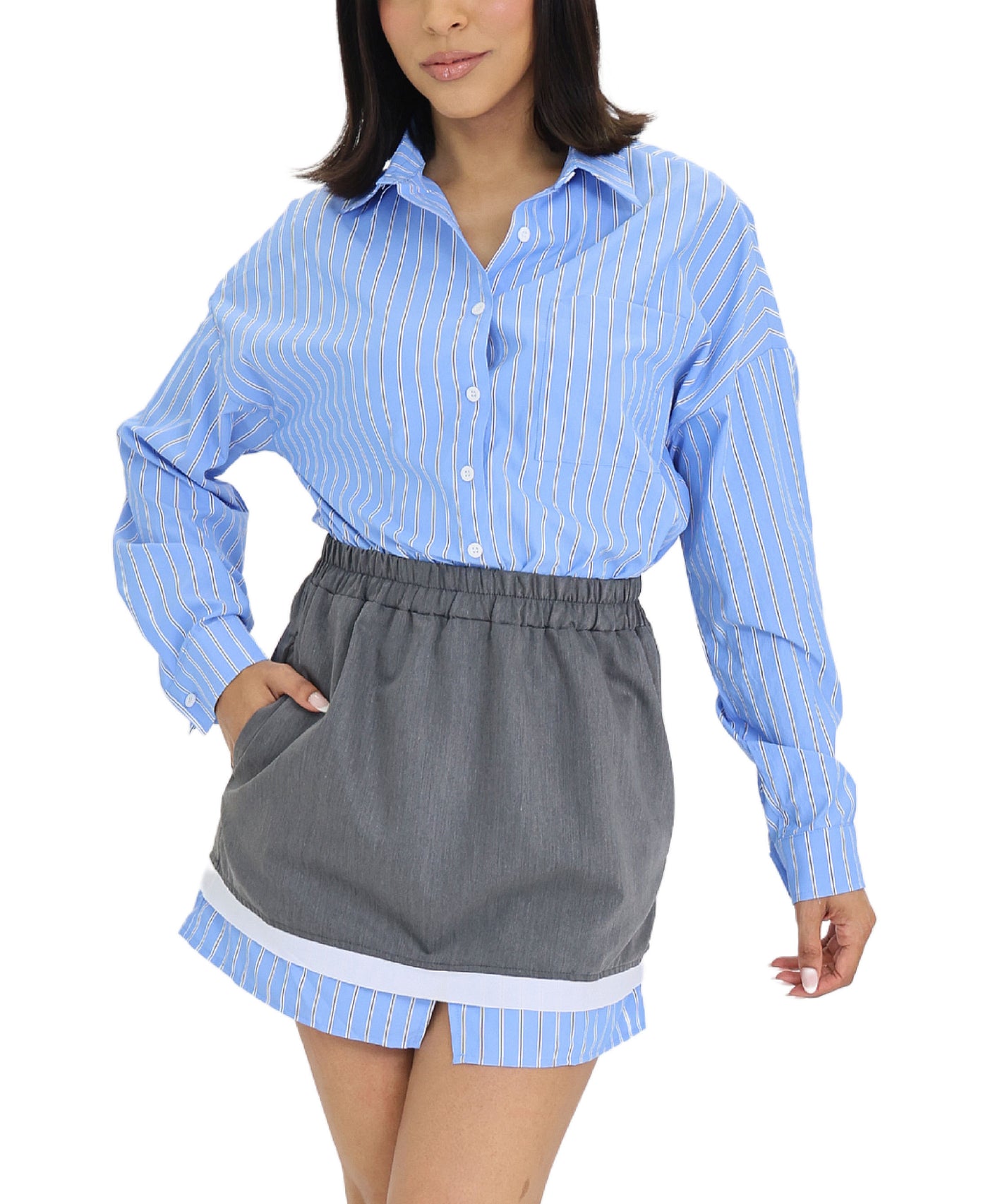 Striped Shirt Dress view 1