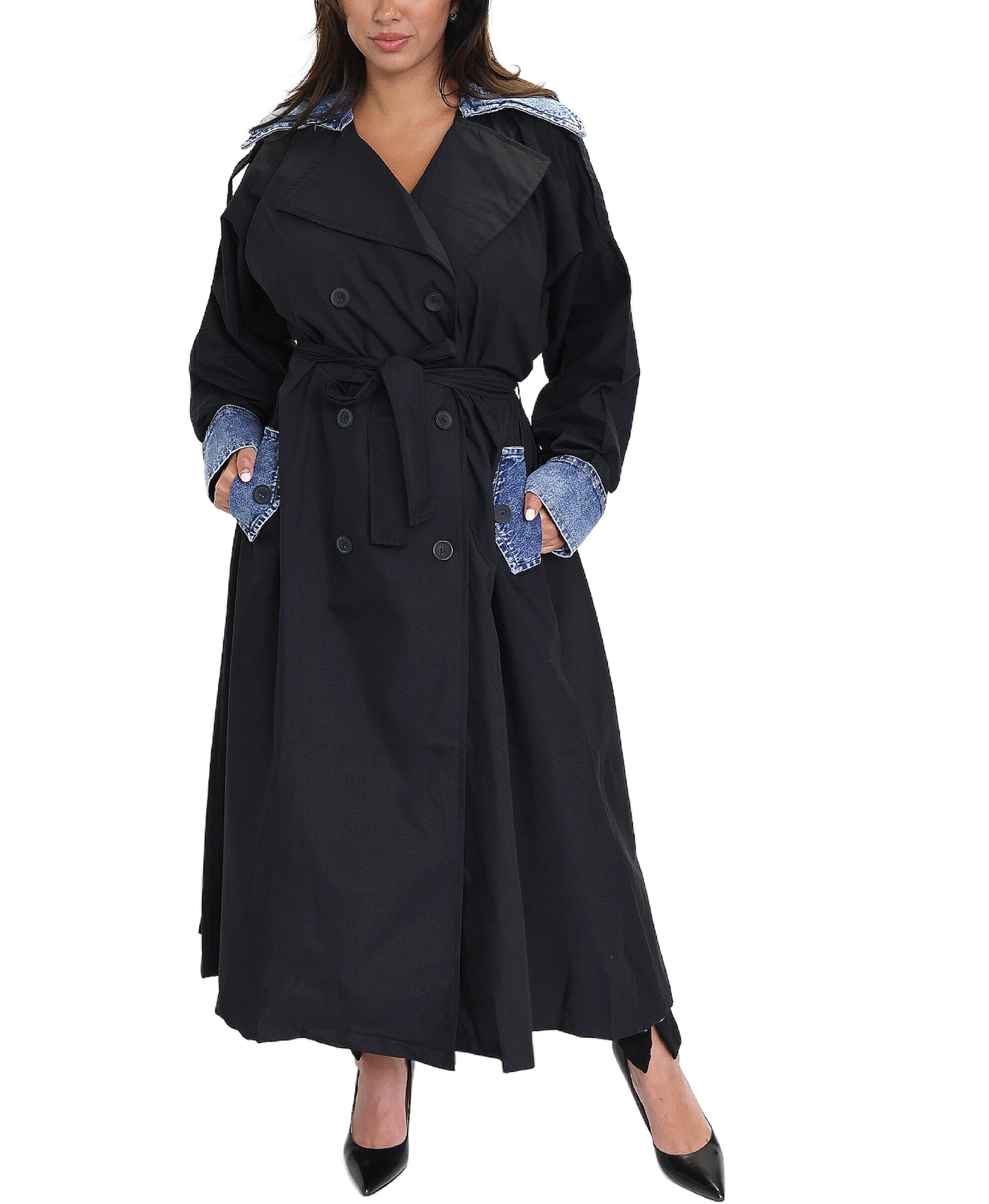 Trench Coat w/ Denim Trim image 1