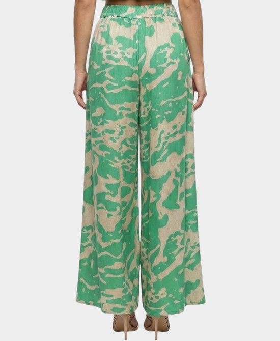 
Satin Textured Pants in GREEN/BEIGE view 2