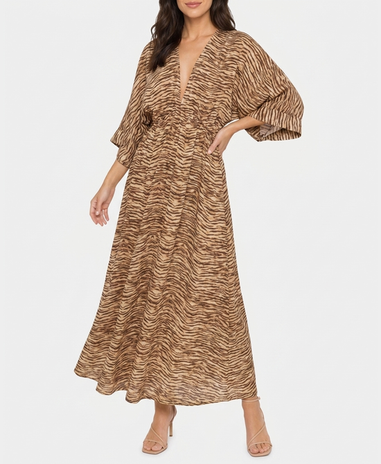 
Printed Maxi Dress in BROWN view 1