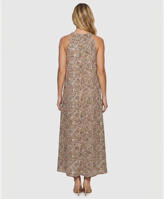 
Print Hi-Lo Maxi Halter Dress in TAN/BLACK/WHITE view 2