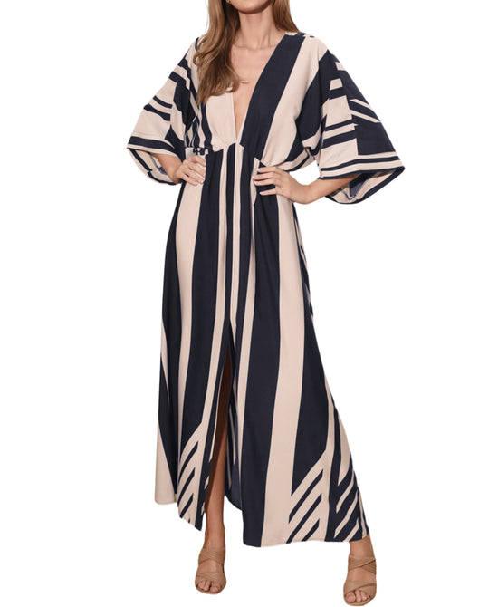Striped Kimono Maxi Dress view 