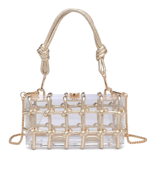 Clear Metallic Knotted Handbag view 1