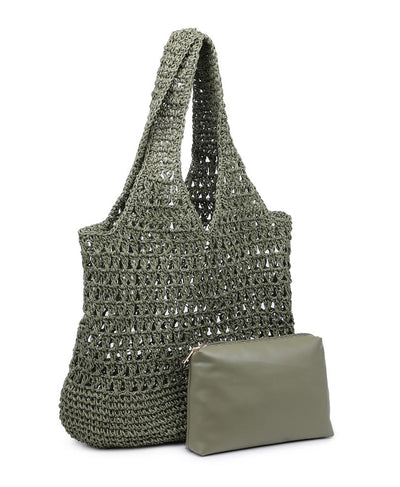 Woven Straw Tote Bag w/ Pouch image 2