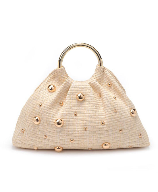 Woven Straw Handbag w/ Studs view 