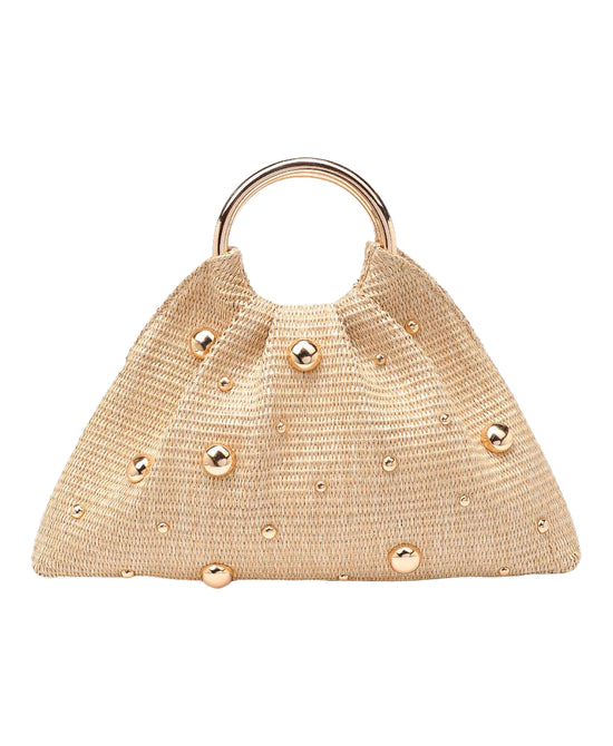 Woven Straw Handbag w/ Studs view 