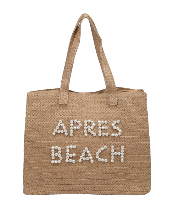 Woven Straw "Apres Beach" Tote Bag view 