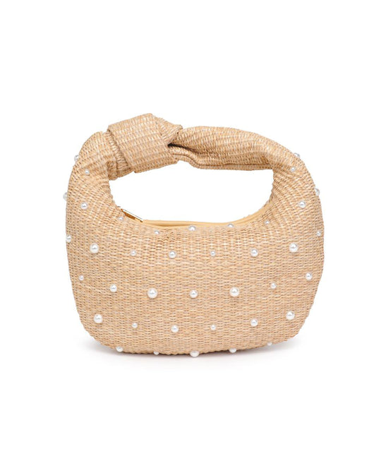Woven Straw Handbag w/ Faux Pearls view 