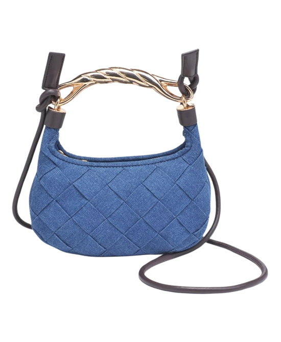Woven Denim Handbag view 