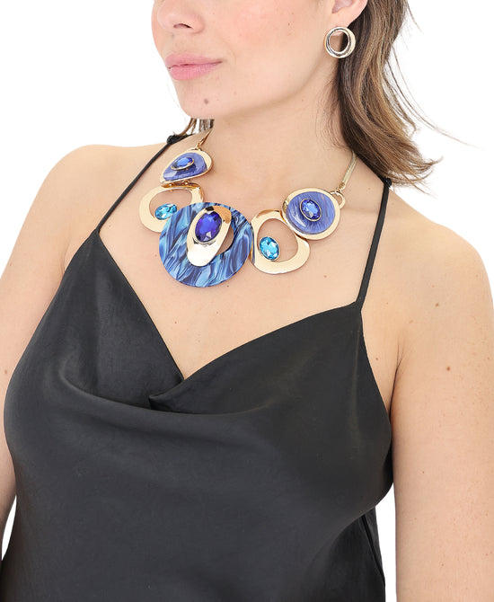 Oval Jewel Abstract Necklace & Earrings Set view 1