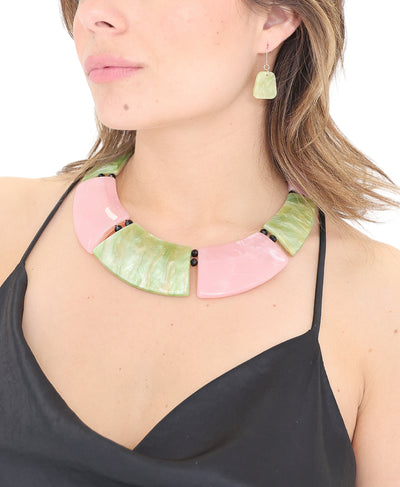 Shimmer Abstract Collar Necklace & Earrings Set image 1
