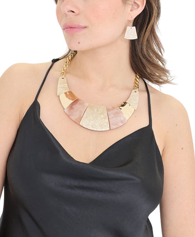 Shimmer Abstract Chain Necklace & Earrings Set image 1