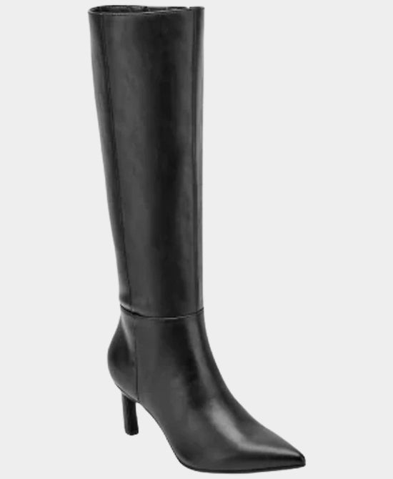 
Faux Leather Heeled Boot in BLACK view 1