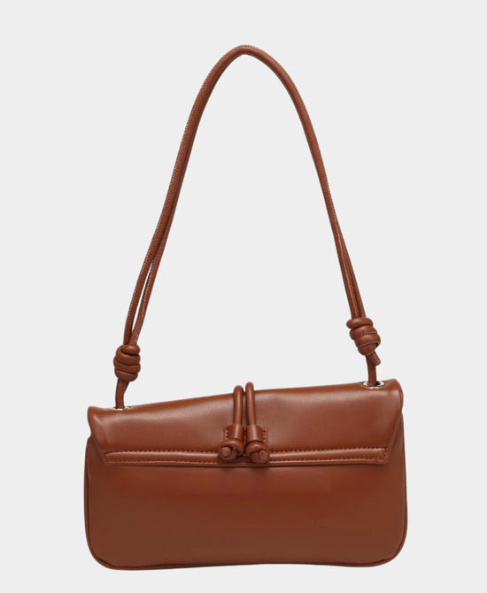
Vegan Leather Crossbody/Shoulder Bag w/ Knotted Strap in CHOCOLATE view 2